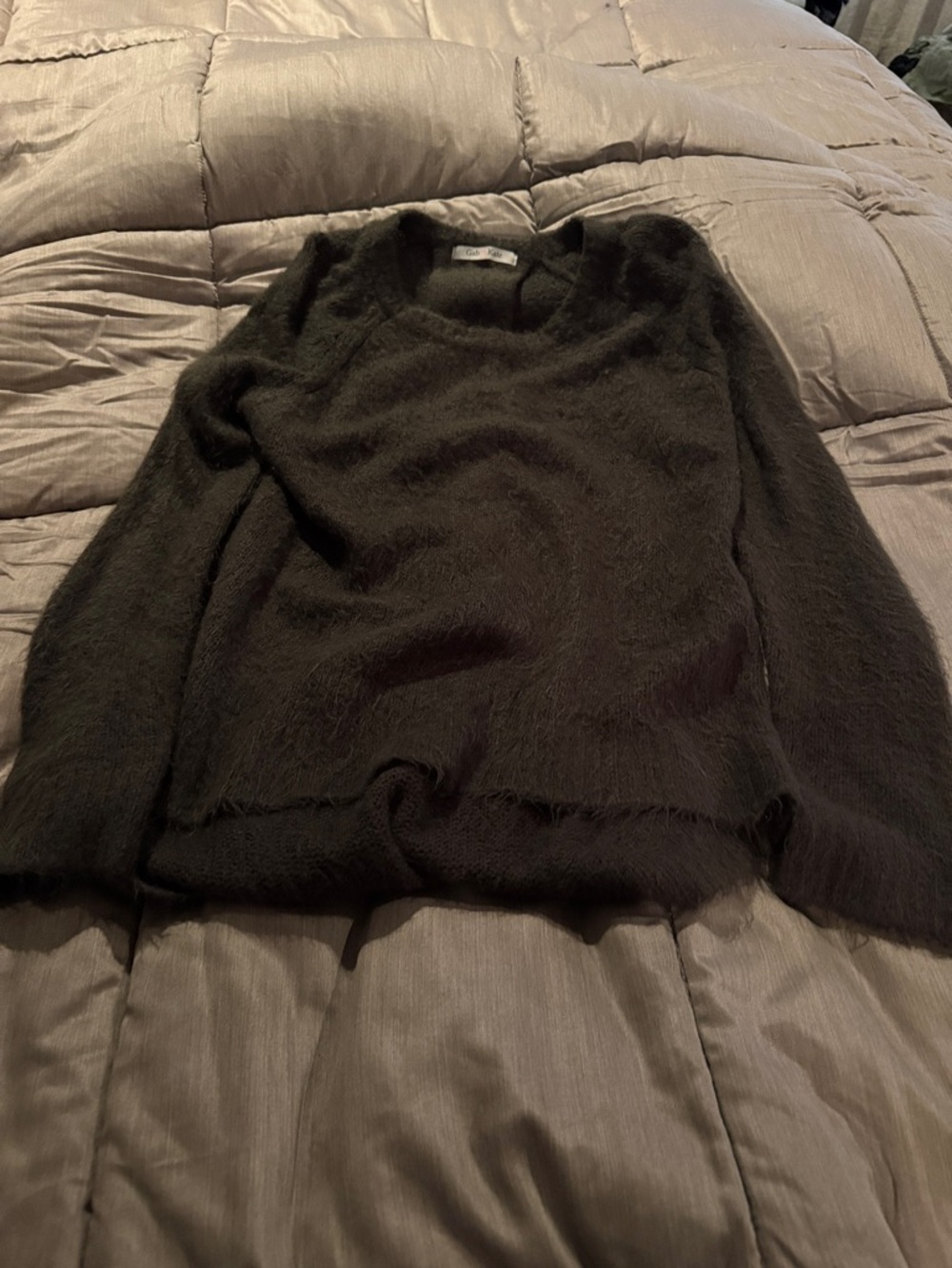 Cozy Women's Black Fuzzy Crewneck Sweater
